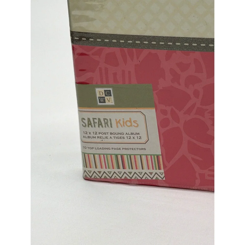 DCWV Safari Kids 12x12 Post Bound Scrapbook Album Pink Monkey CP-012-00041 NEW